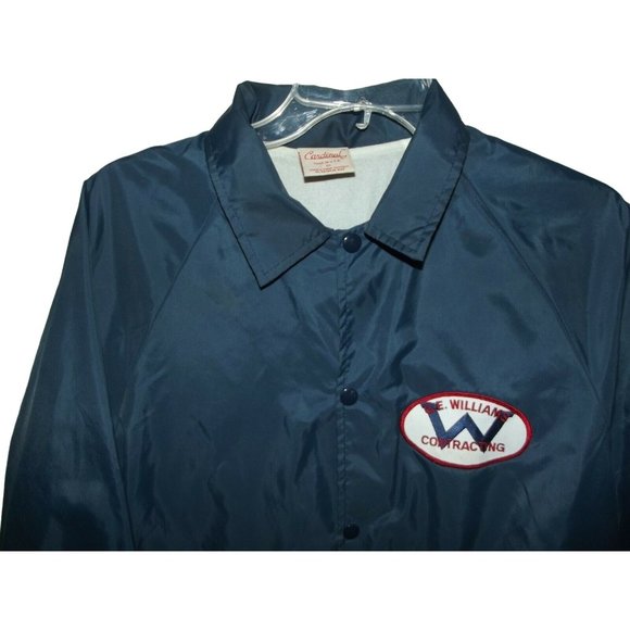 Vintage Mens Cardinal G.E Williams Contracting Sz Medium Blue Windbreaker Jacket - Picture 2 of 12